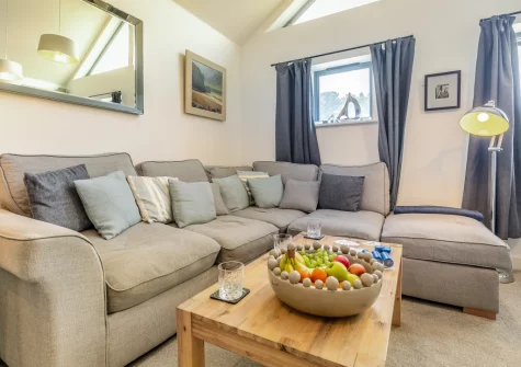 The living area at Ferryman's Wharf, Fowey