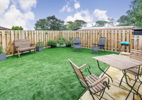 The patio, outdoor sitting area & enclosed gaden at Fig Tree Cottage, Pancrasweek
