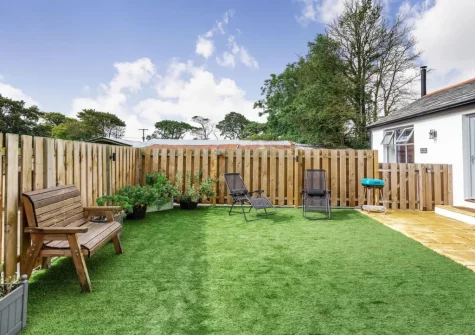 The patio, outdoor sitting area & enclosed gaden at Fig Tree Cottage, Pancrasweek