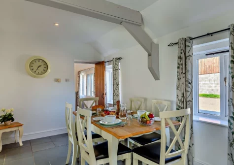 The dining area at Firebeacon, Firebeacon Farm, Edistone