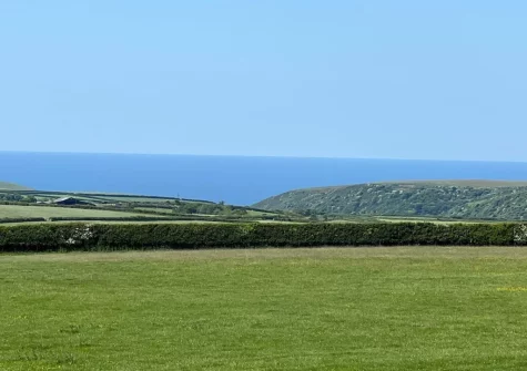 The shared garden & far-reaching country & sea view at Firebeacon, Firebeacon Farm, Edistone