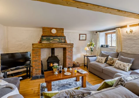 The living area at Fisherman's Rest at Blagdon Farm, Ashwater