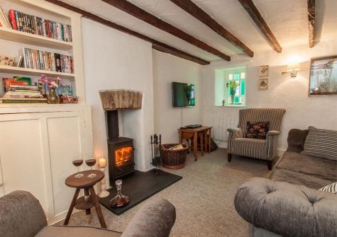 The living area at Fisherton Cottage, Poughill