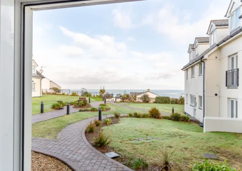 Step out into the shared garden space at Fistral Gaze, Newquay