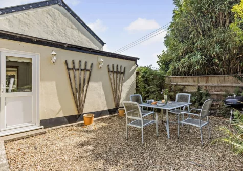 The patio, barbecue & alfresco dining area at Ford Mill Dairy, Ashmansworthy