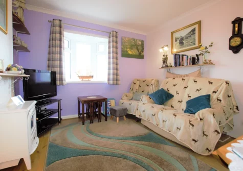 The living area at Forget-me-not Bungalow, Seaton