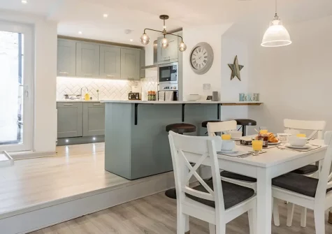 The kitchen & dining area at Fourteen Captains Cottage, Brixham