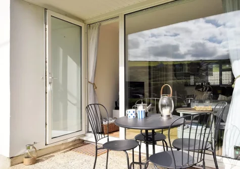 The patio & outdoor sitting area at Fourteen Mawgan Porth, Mawgan Porth