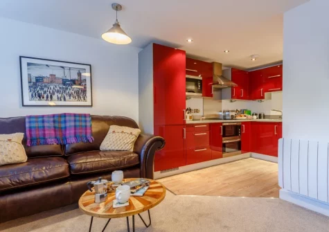 The living area & kitchen at Fowey Landing, Fowey