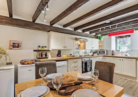 The kitchen & dining area at Foxes At Langoose, Lanhydrock