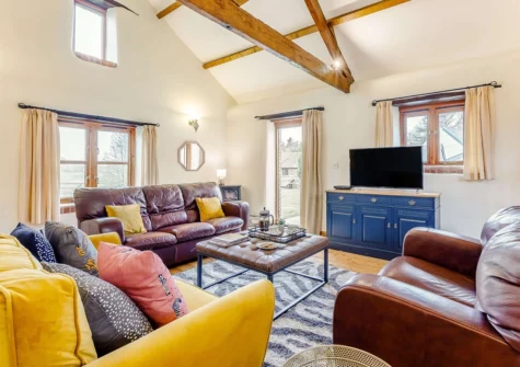 The living area at Foxglove Barn, Greylands Farm, Youldonmoor Cross