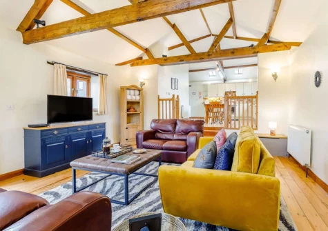 The living area at Foxglove Barn, Greylands Farm, Youldonmoor Cross