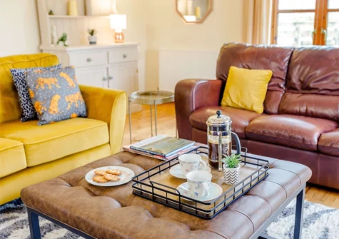 The living area at Foxglove Barn, Greylands Farm, Youldonmoor Cross