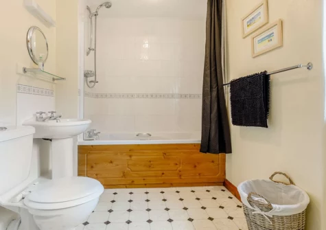 The bathroom at Foxglove Barn, Greylands Farm, Youldonmoor Cross