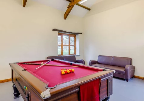 The shared games barn at Foxglove Barn, Greylands Farm, Youldonmoor Cross