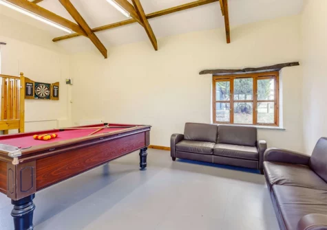 The shared games barn at Foxglove Barn, Greylands Farm, Youldonmoor Cross