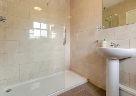 Bedroom #1 en-suite shower room at Foxglove Cottage at Gadles Farm, Laity Moor