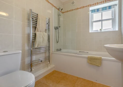 The bathroom at Foxglove Cottage at Gadles Farm, Laity Moor