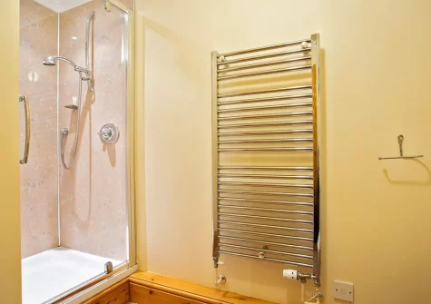 The shower room at Foxgloves, Higher Trenower Farm, Newtown-in-St-Martin