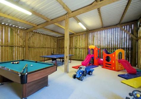 The shared games barn at Foxgloves, Higher Trenower Farm, Newtown-in-St-Martin