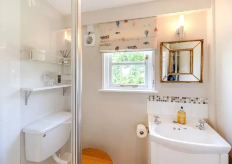 The shower room at Fox's Folly, North Tamerton