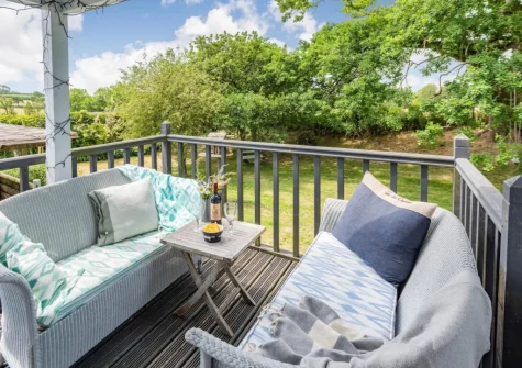 The decked terrace & outdoor sitting area at Fox's Folly, North Tamerton