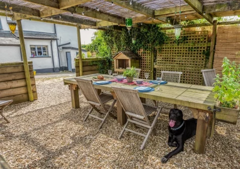 The pergola, barbecue & alfresco dining area at Fox's Folly, North Tamerton