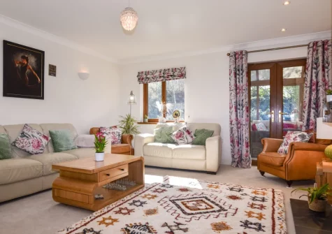 The living room at Garden House, Bude