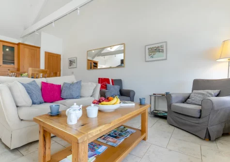 The living area at Gartree Cottage, Polruan