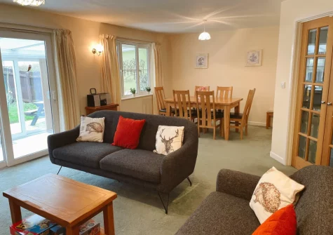 The living & dining area at Gifford Close Bungalow, Hartland