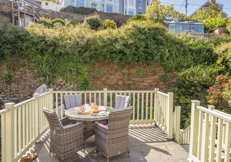 The terrace & alfresco dining area at Glanmor North, Polruan
