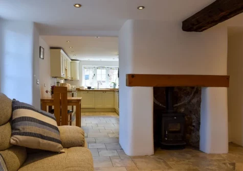 The living area at Glimsters Cottage, Kentisbere