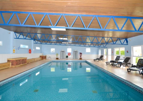 The shared indoor swimming pool at Gone To The Beach at Brixham Holiday Park, Brixham