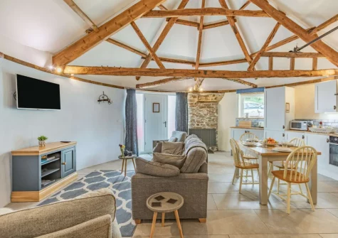 The living area at Grace Barn at Grace Hill, Buckland Brewer