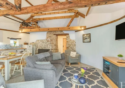 The living area at Grace Barn at Grace Hill, Buckland Brewer