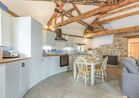 The kitchen & dining area at Grace Barn at Grace Hill, Buckland Brewer