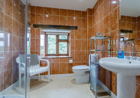 The shower room at Gracious Ford Farm, Oakford