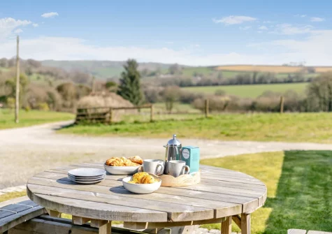Enjoy more countryside views from the second patio & alfresco dining area at Grampys Barn, Bray Shop