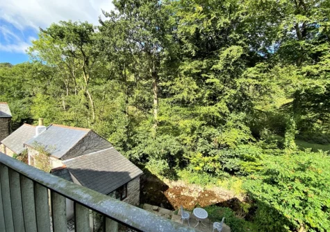 The view from the bedroom at Granary Cottage at Heddon Valley Mill, Killington