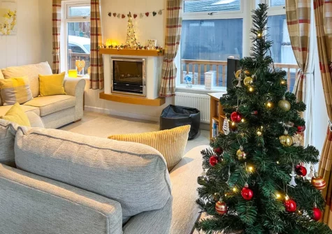 Grandma's Stick House at Mullacot Park is festively decorated at Christmas
