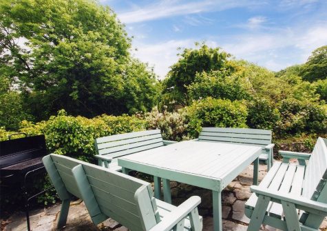 The terrace & barbecue area at Great Horner, Halwell