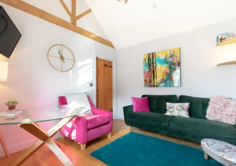 The living area at Grindle Cottage, Woodbury Salterton