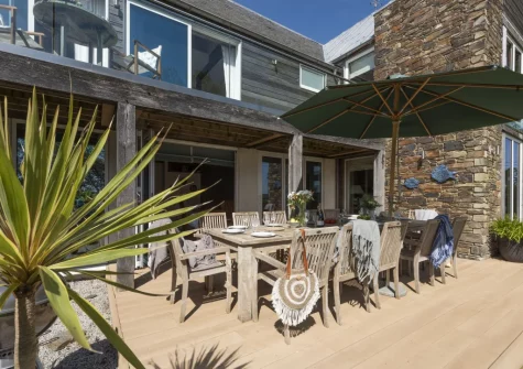 The decked patio, barbecue & alfresco dining area at Gull Rock, Rock