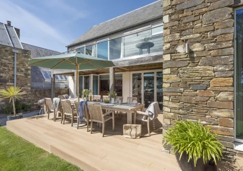 The decked patio, barbecue & alfresco dining area at Gull Rock, Rock