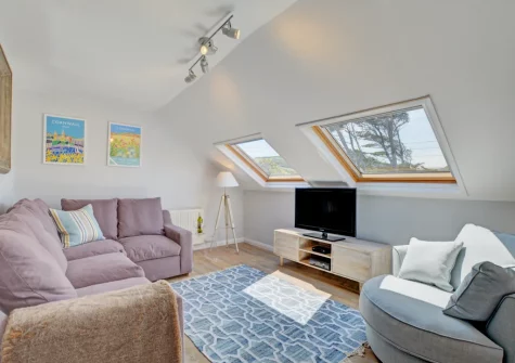 The living room at Gunnedah Studio, Crackington Haven