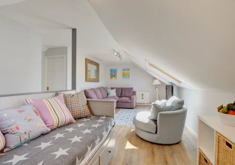 The living room at Gunnedah Studio, Crackington Haven