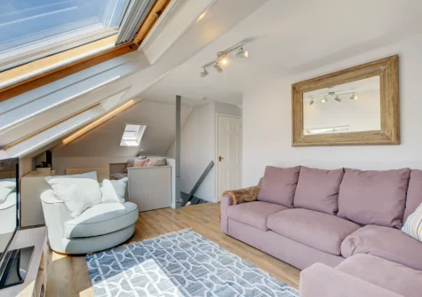 The living room at Gunnedah Studio, Crackington Haven