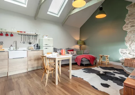 The living, kitchen & dining area at Gwyns, St Breward