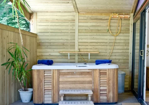 The hot tub at Haldon Forest Lodge, Haldon