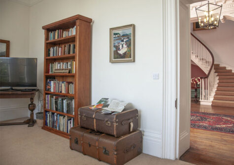 The library at Hallsanery House, Landcross